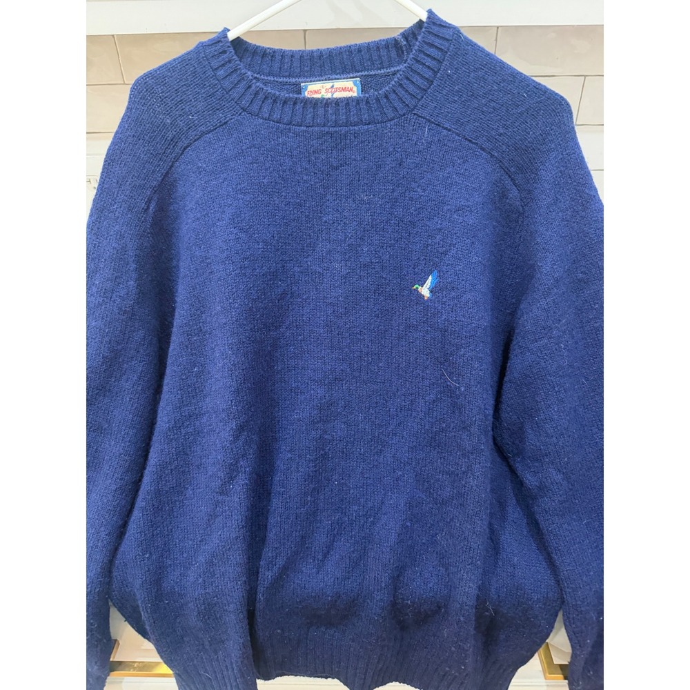 Flying Scotsman Collection Mens Navy Blue Mallard Duck Embroidered Sweater Large